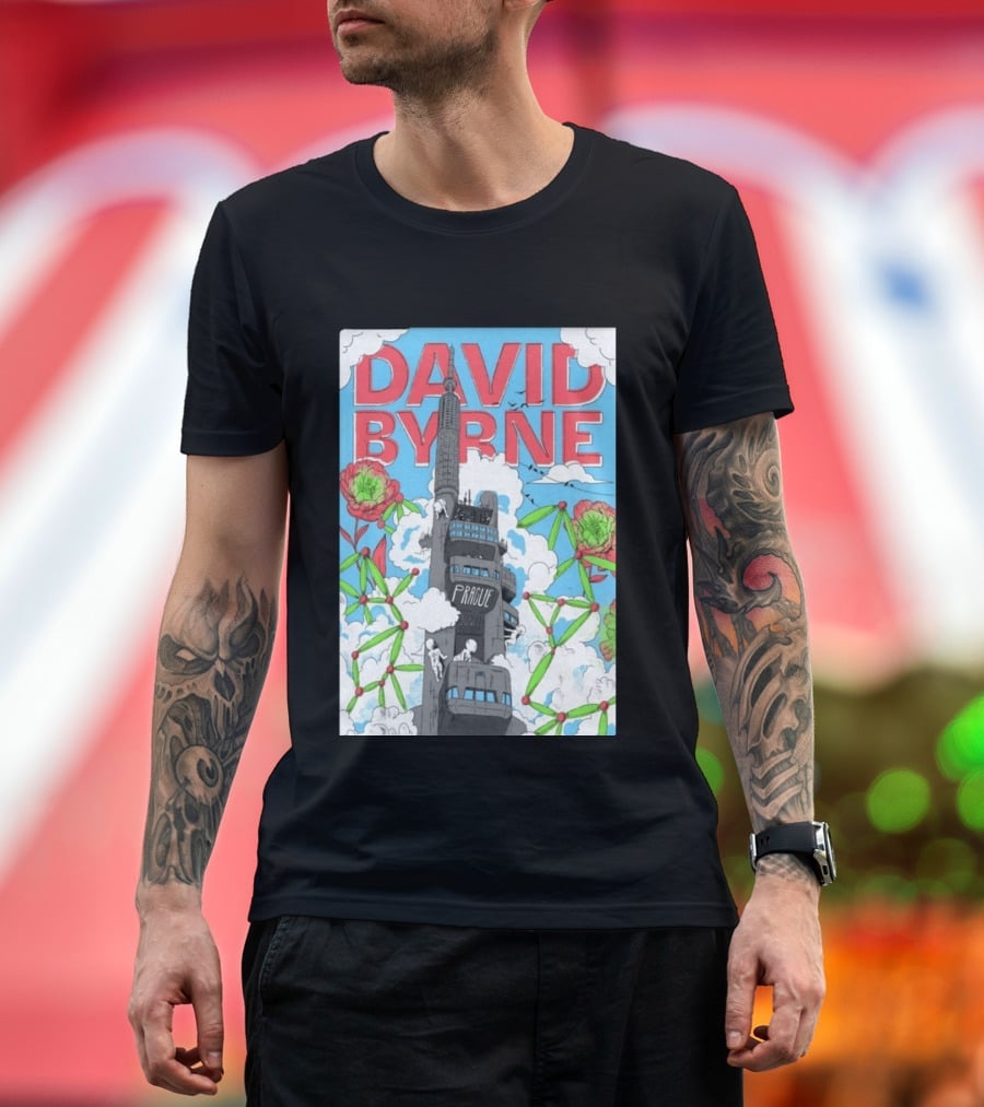 David Byrne Prague June 17 2026 Tour Psychedelic Cityscape T-Shirt