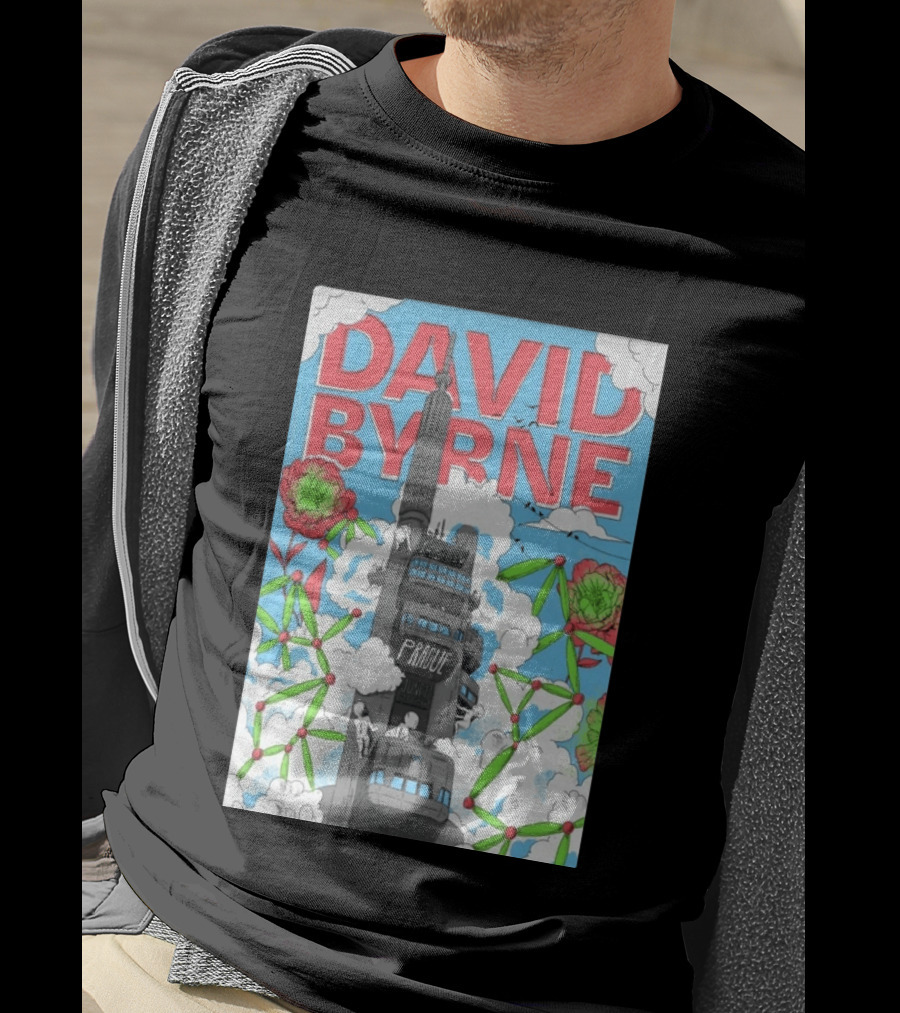 David Byrne Prague June 17 2026 Tour Psychedelic Cityscape T-Shirt