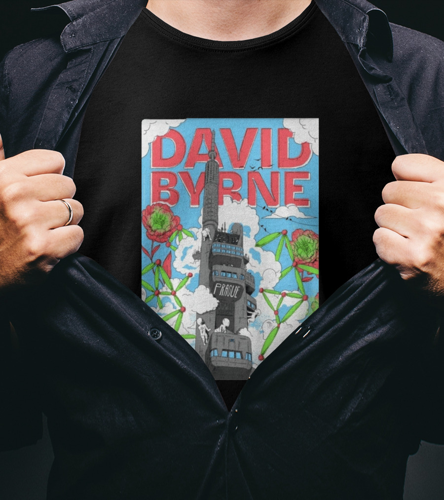 David Byrne Prague June 17 2026 Tour Psychedelic Cityscape T-Shirt