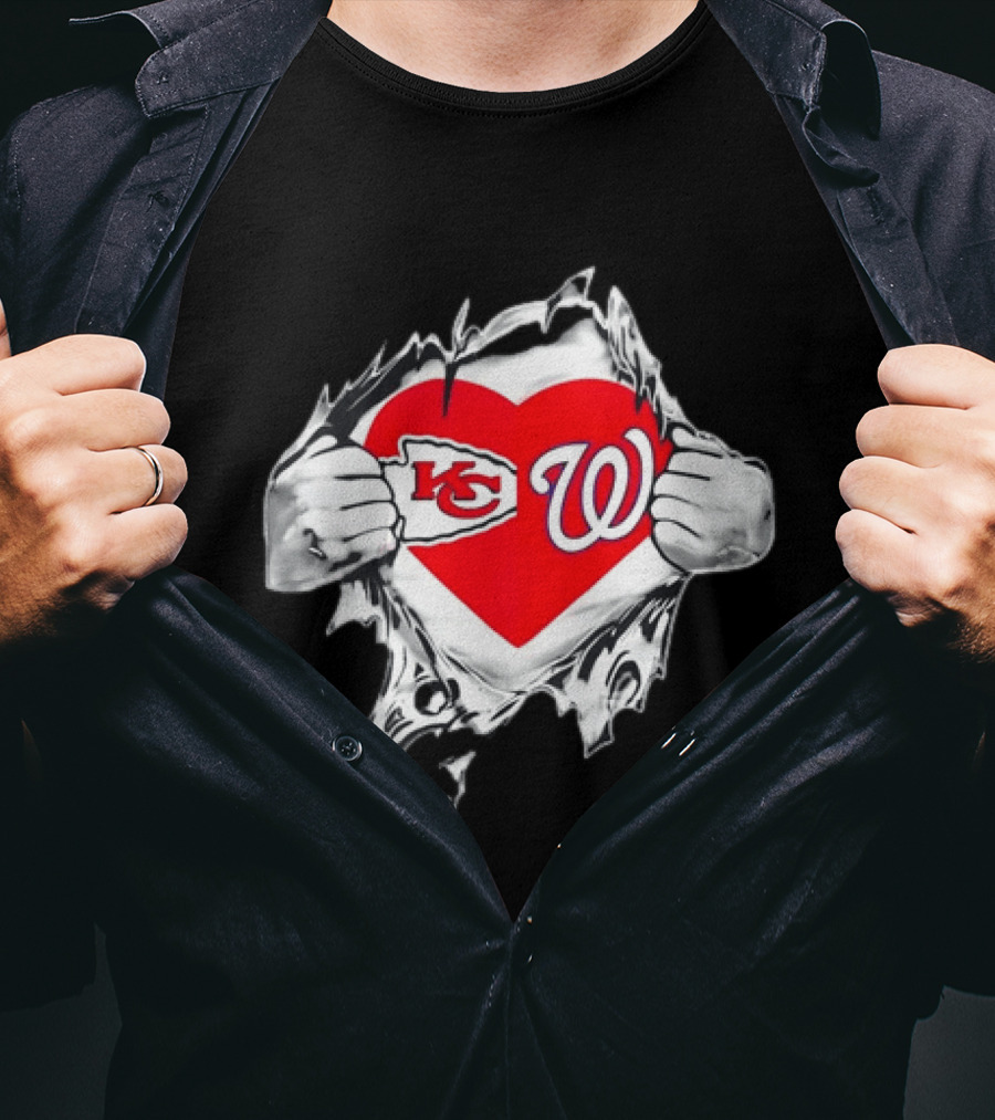 Sport KC Chiefs Washington Nationals Heart Reveal T-Shirt