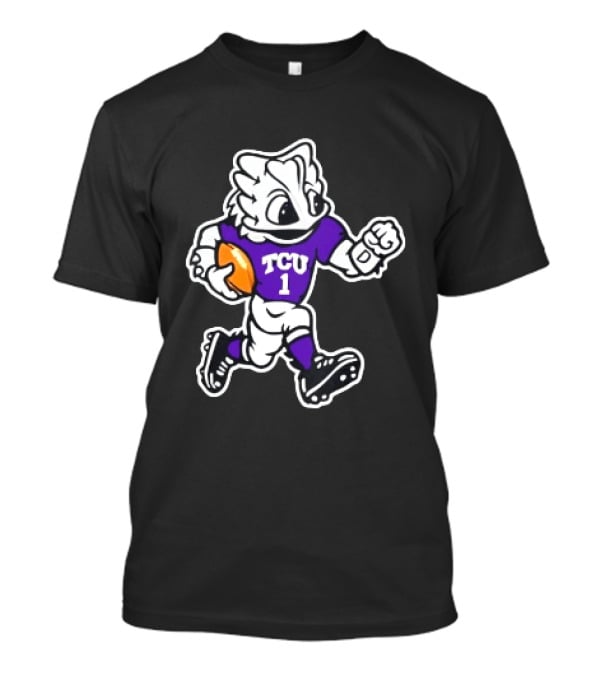 TCU Horned Frog Mascot Running Football TCU 1 Fan Gear T-Shirt