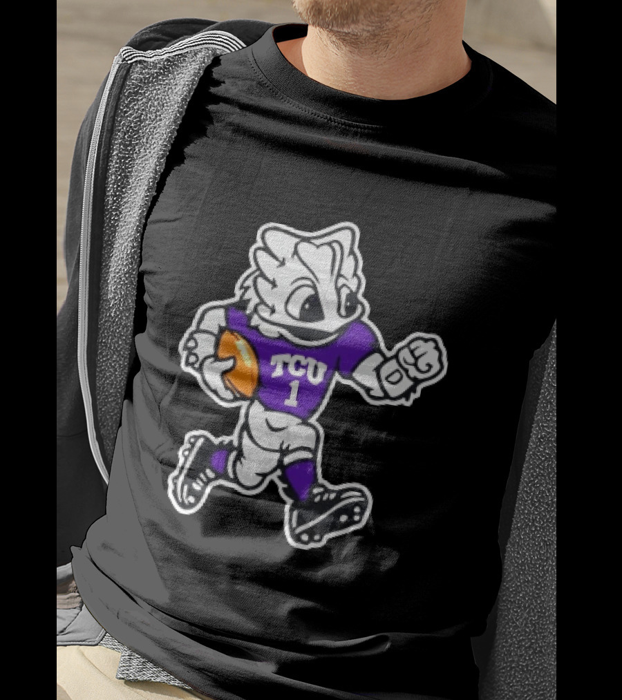 TCU Horned Frog Mascot Running Football TCU 1 Fan Gear T-Shirt