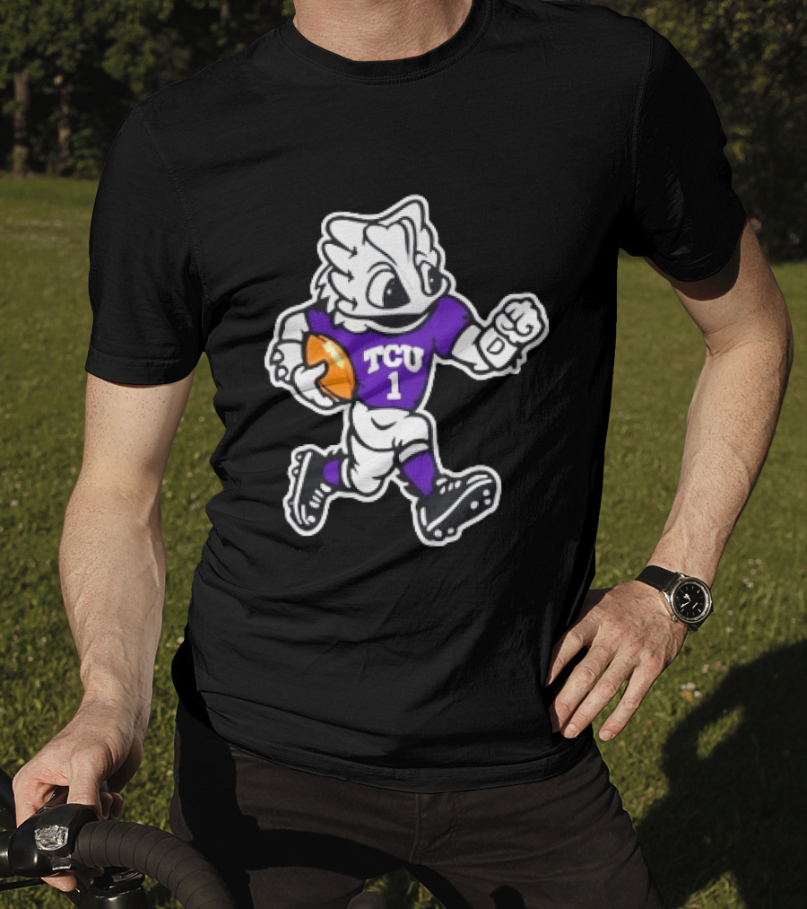 TCU Horned Frog Mascot Running Football TCU 1 Fan Gear T-Shirt