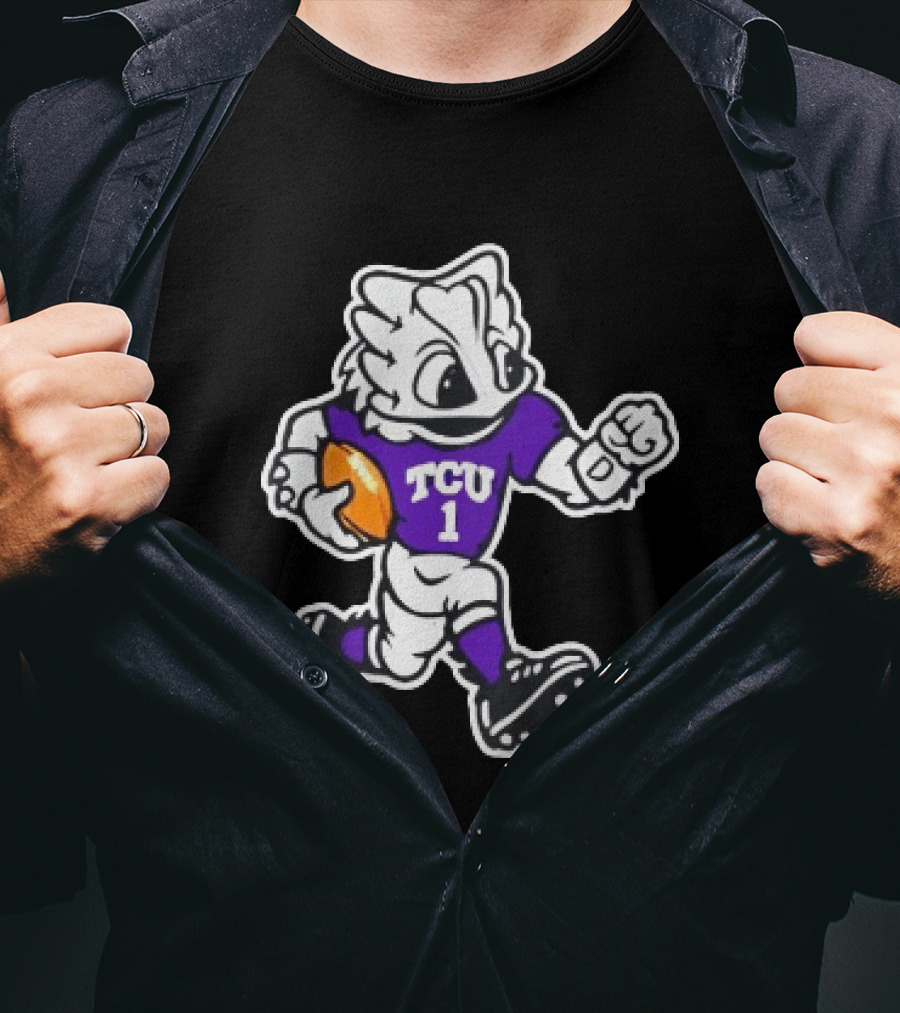 TCU Horned Frog Mascot Running Football TCU 1 Fan Gear T-Shirt