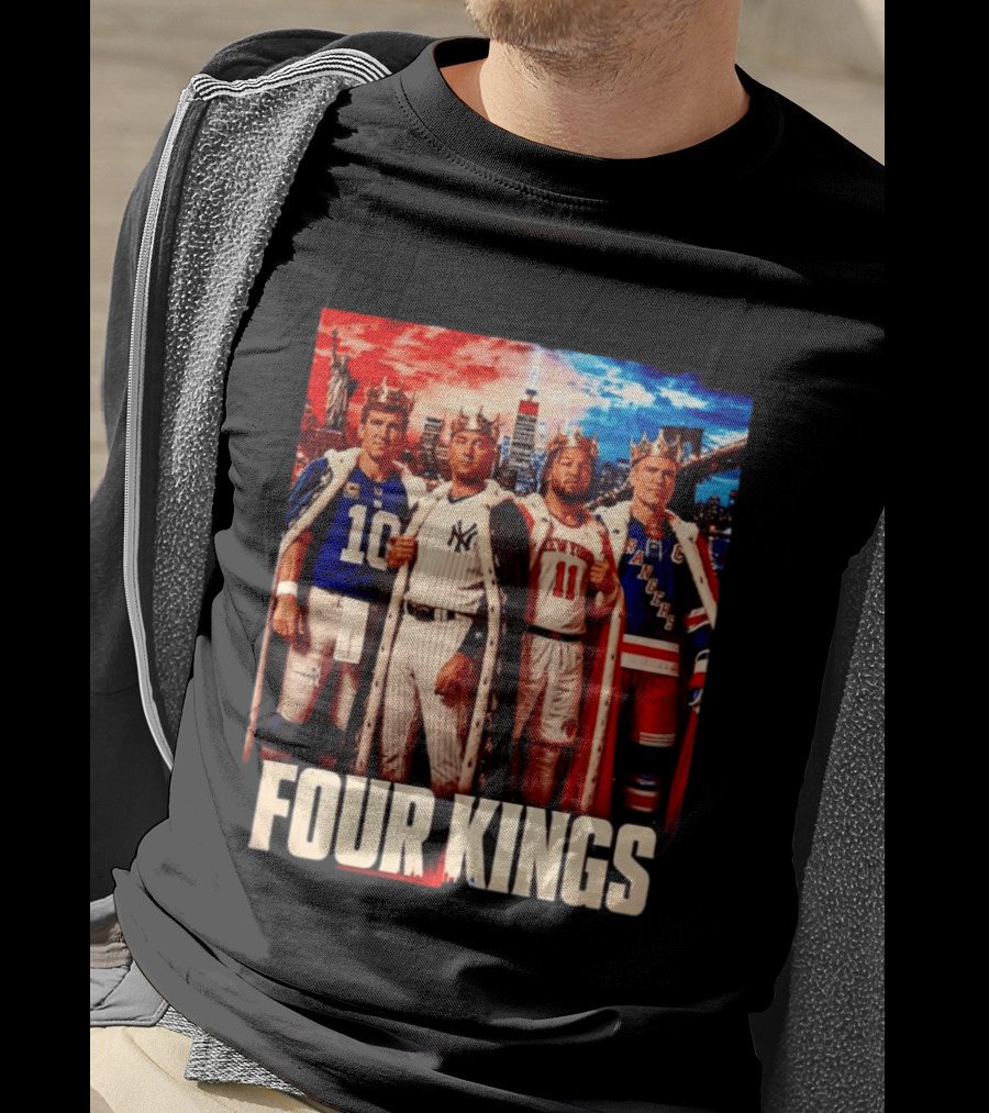 Four Kings New York Giants Yankees Knicks Rangers T-Shirt