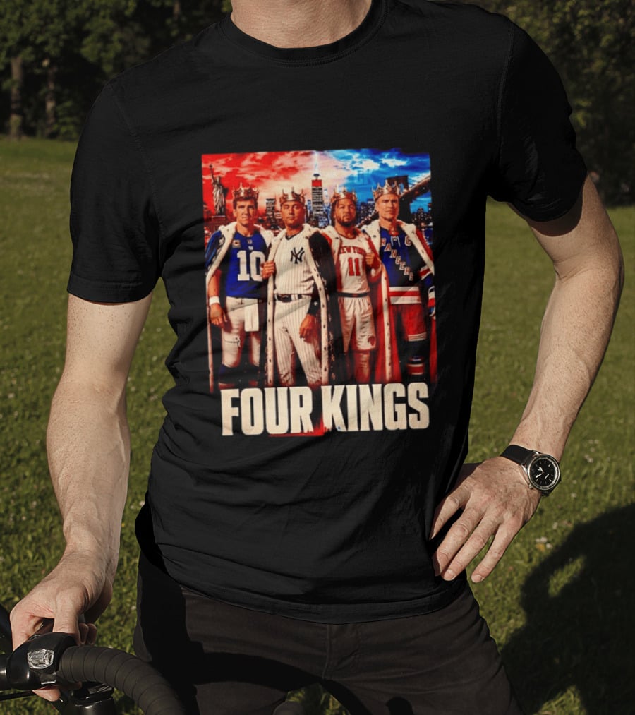 Four Kings New York Giants Yankees Knicks Rangers T-Shirt