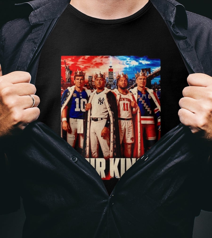 Four Kings New York Giants Yankees Knicks Rangers T-Shirt