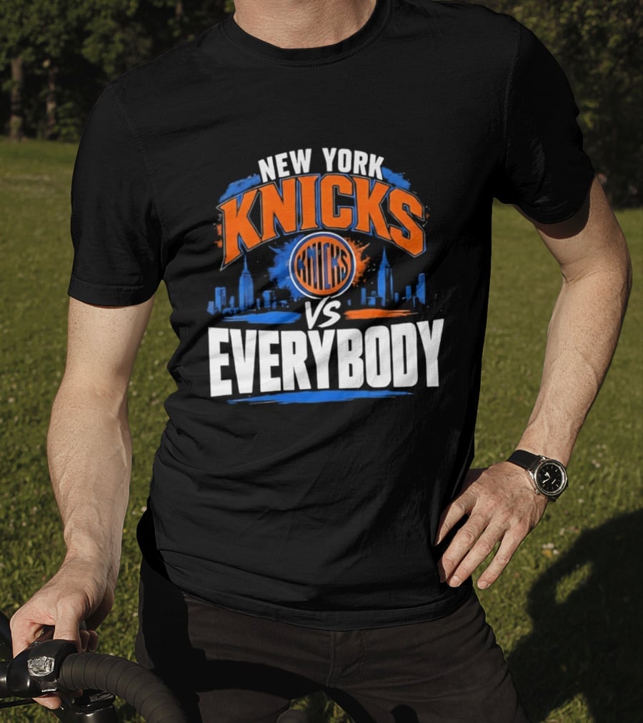 New York Knicks Vs Everybody Skyline Urban Hoops T-Shirt