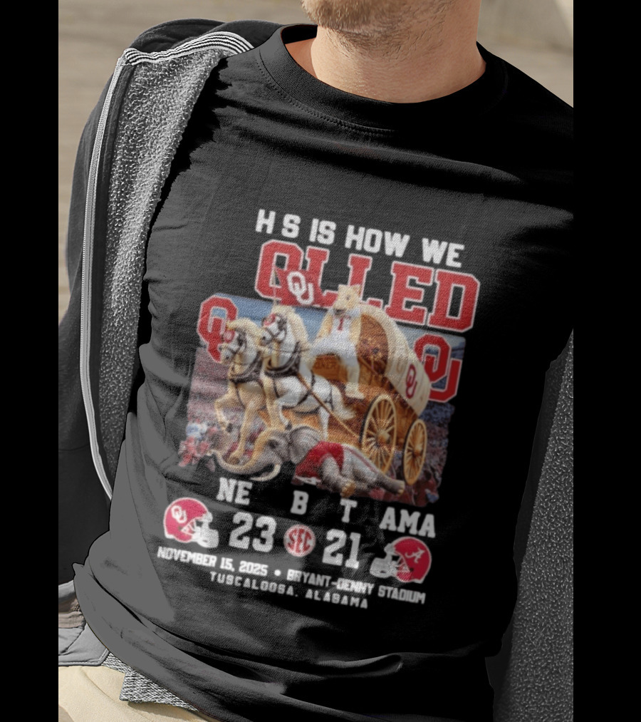 Oklahoma Sooners Rolled Alabama Victory 23 21 November 15 2025 SEC Tuscaloosa T-Shirt