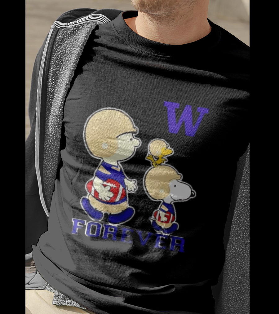 Peanuts Characters Football Players Washington Huskies W Forever T-Shirt
