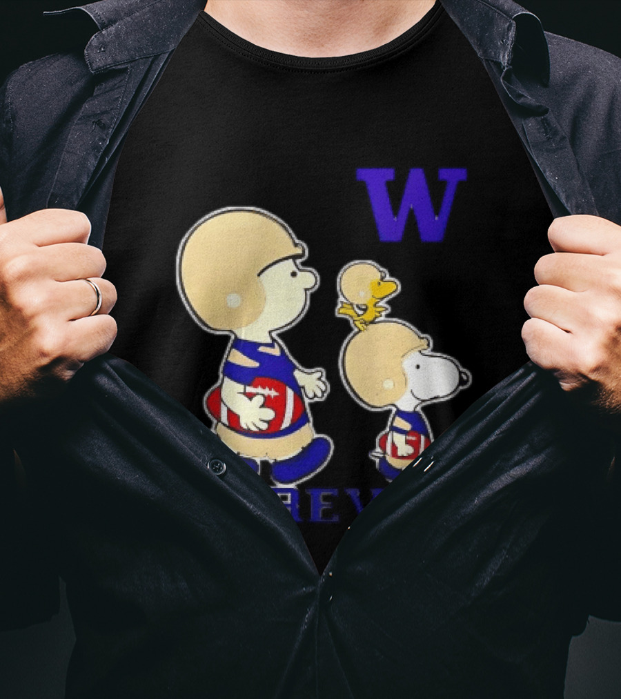 Peanuts Characters Football Players Washington Huskies W Forever T-Shirt