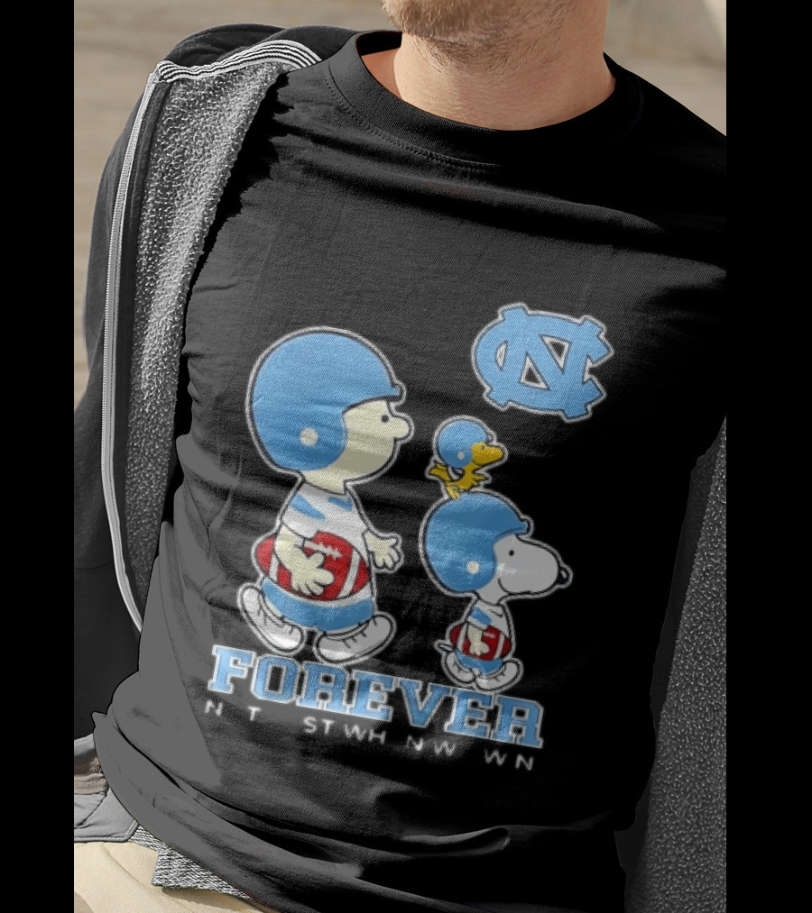 UNC Tar Heels Snoopy Charlie Brown Football Forever T-Shirt
