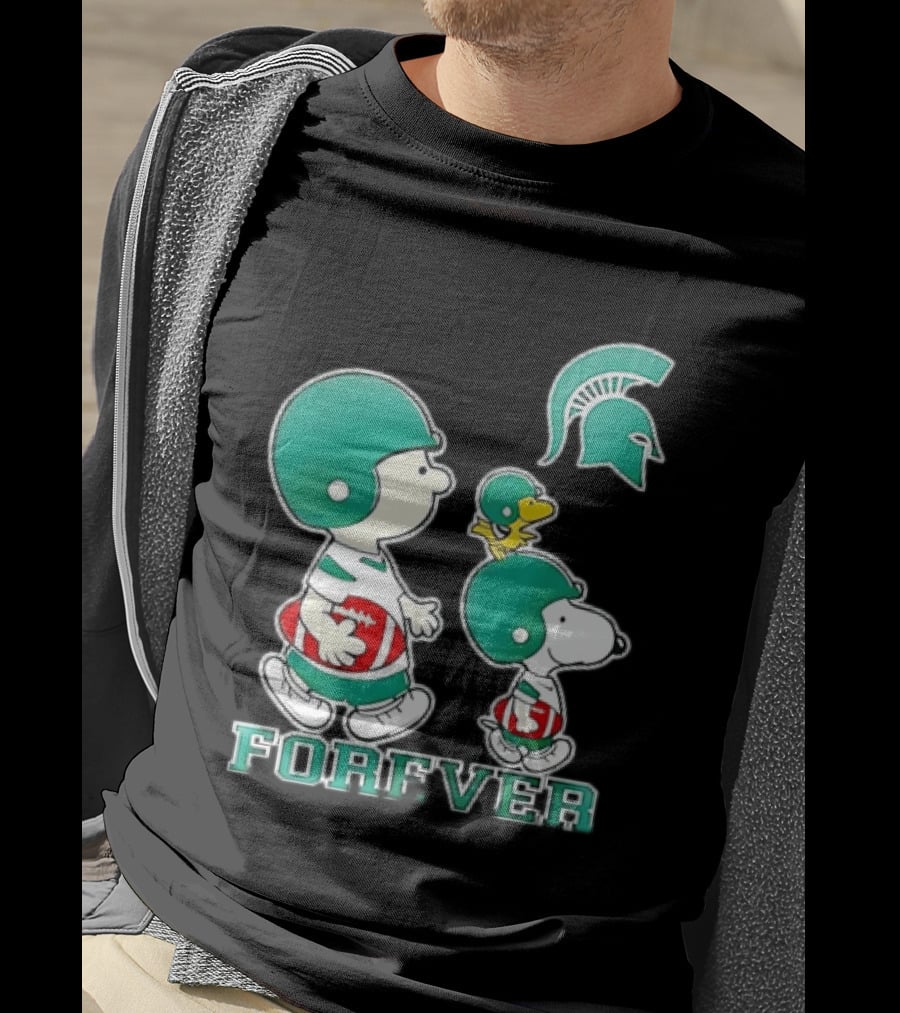 Peanuts Woodstock Charlie Brown Snoopy Michigan State Spartans Forever T-Shirt