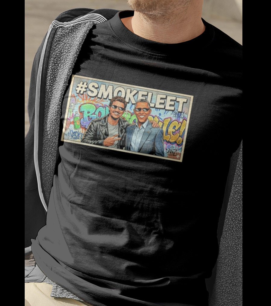 #SMOKEFLEET Pedro Pascal Barack Obama Graffiti T-Shirt
