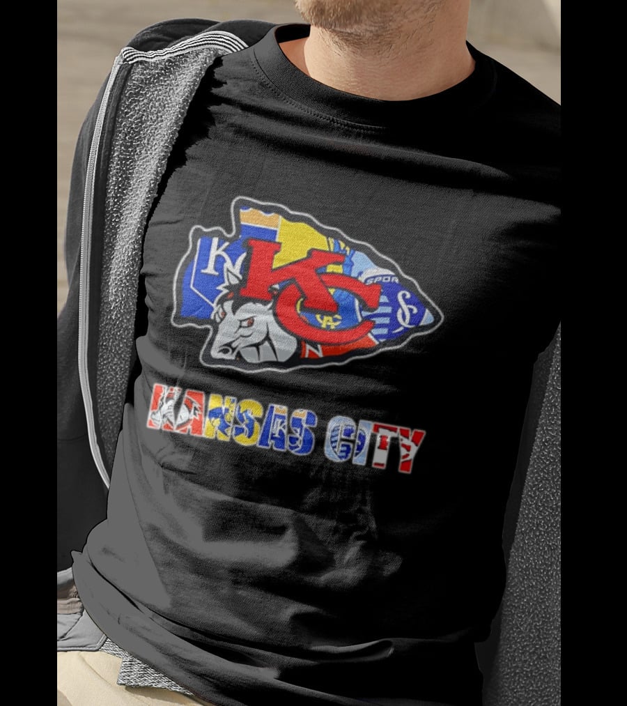 Kansas City Chiefs Royals Sporting KC Collage Arrowhead Sports Team T-Shirt