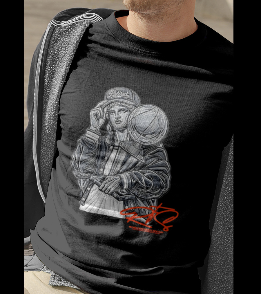 Retired From Society New York Freedom Is A State Of Mind Statue Holding Trophy T-Shirt