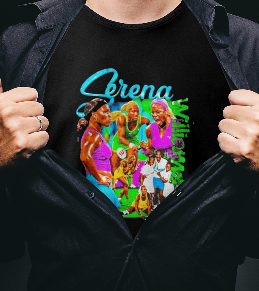 Serena Williams Vibrant Tennis Champion Collage T-Shirt