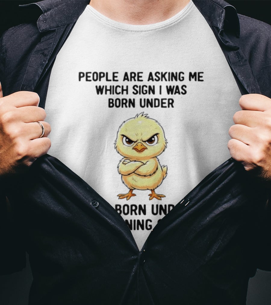 Angry Chick Born Under A Warning Sign People Asking Me Which Sign T-Shirt