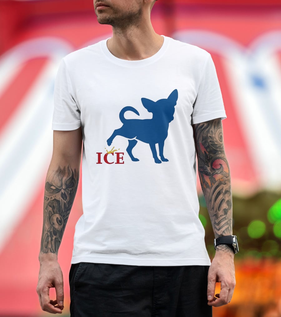 Chihuahua Urinating On ICE Text Representation T-Shirt