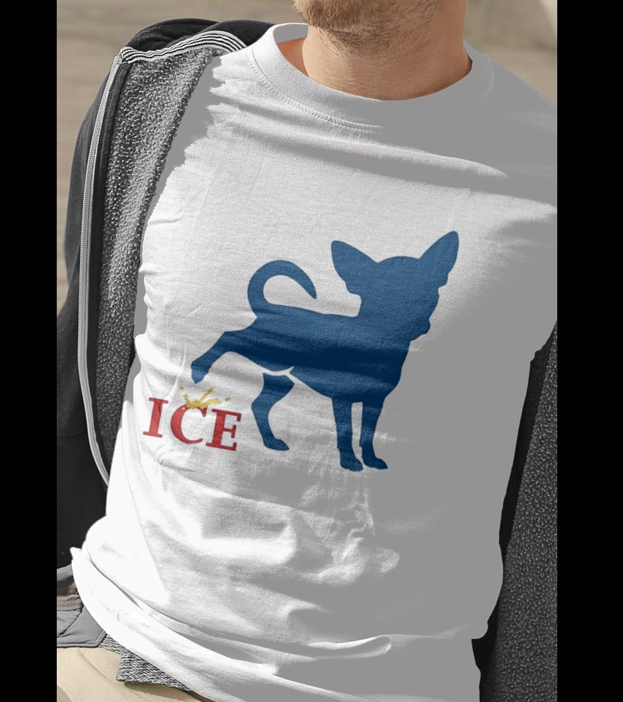 Chihuahua Urinating On ICE Text Representation T-Shirt