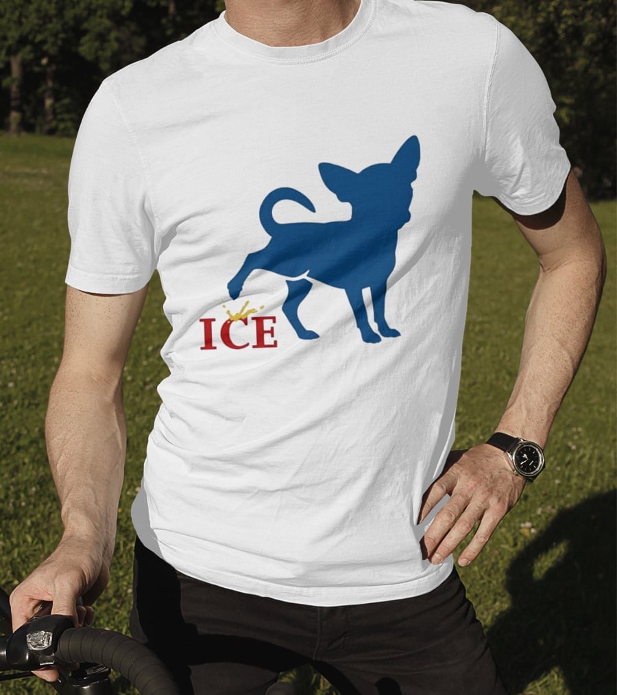 Chihuahua Urinating On ICE Text Representation T-Shirt