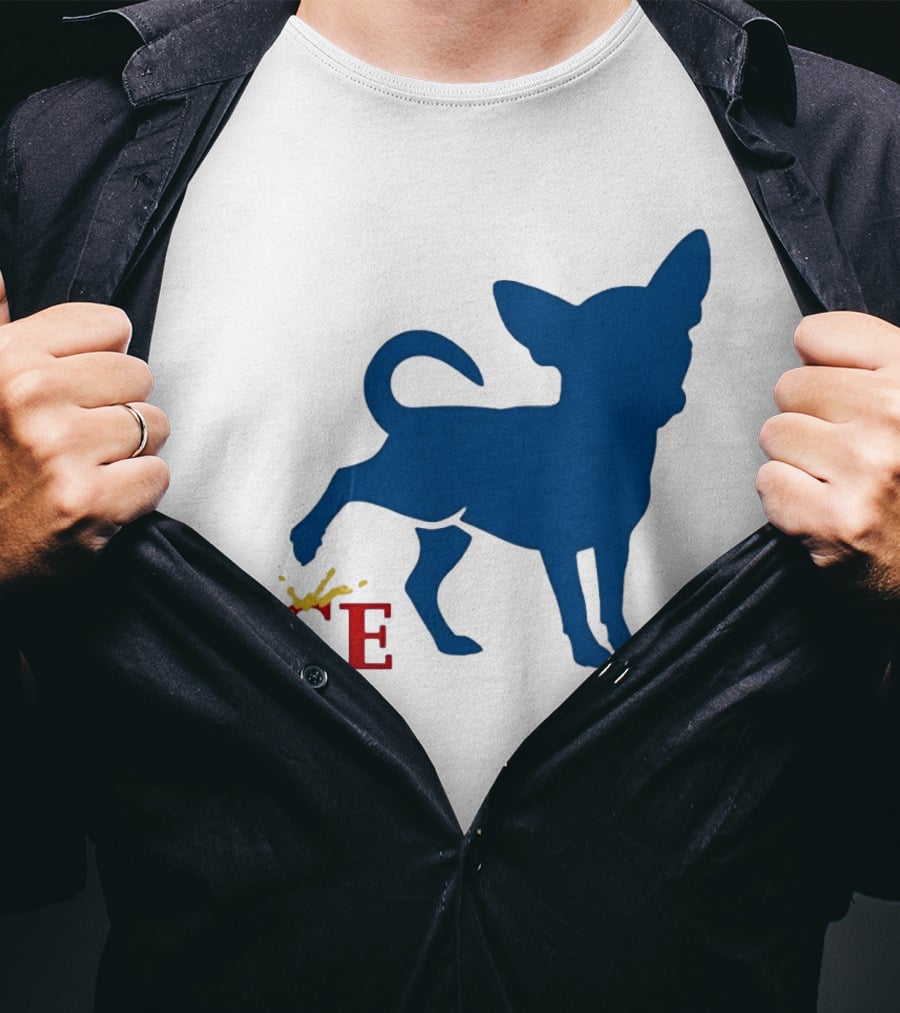 Chihuahua Urinating On ICE Text Representation T-Shirt