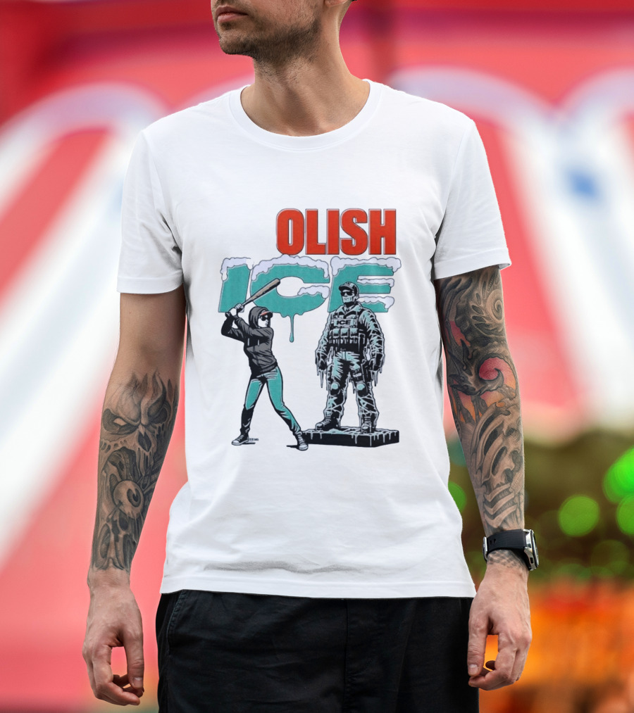 Krime Olish ICE Woman With Baseball Bat Smashing Statue T-Shirt