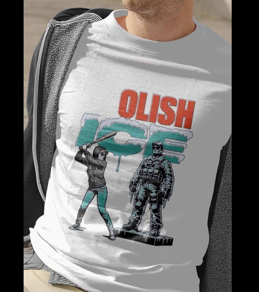 Krime Olish ICE Woman With Baseball Bat Smashing Statue T-Shirt