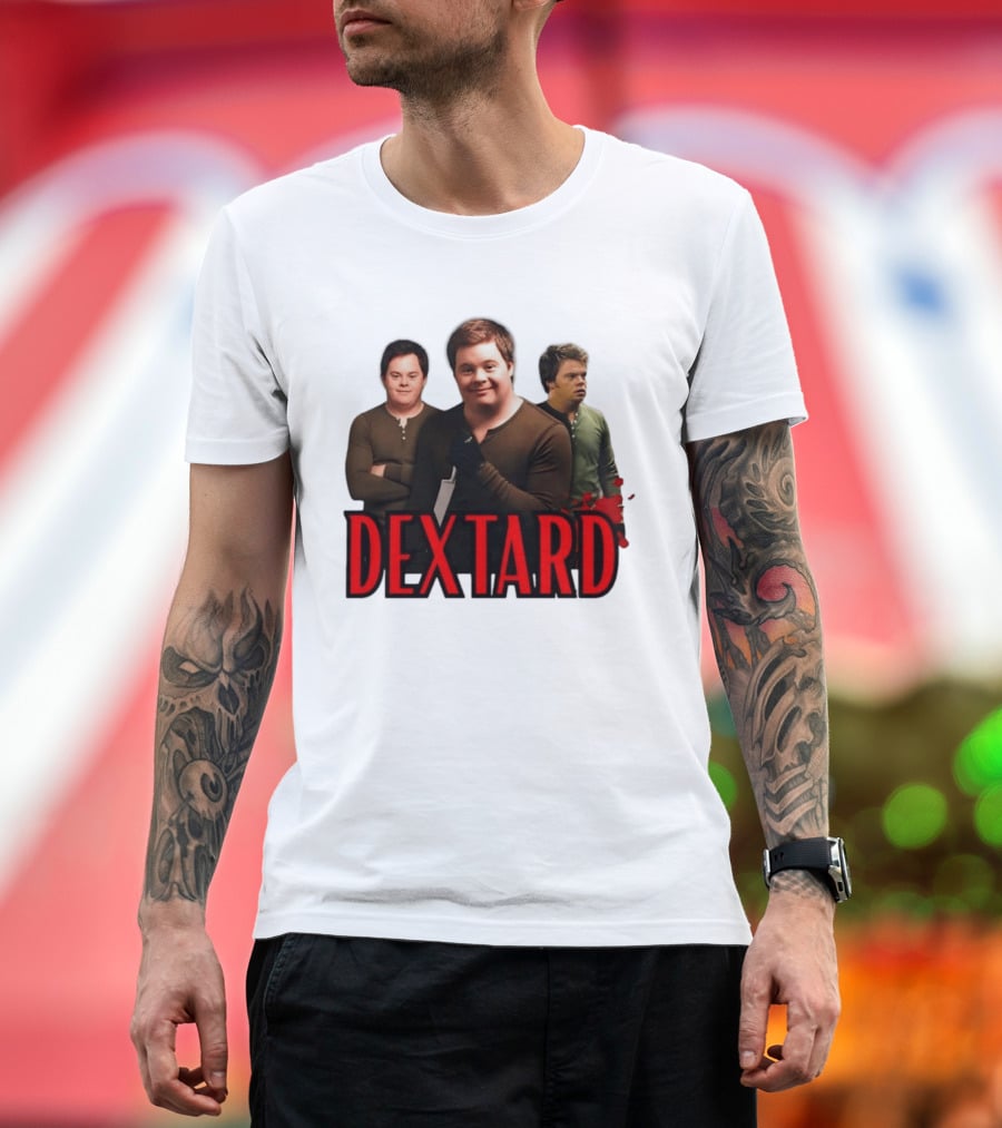 Dextard Meme Parody With Triple Character Image And Red T-Shirt