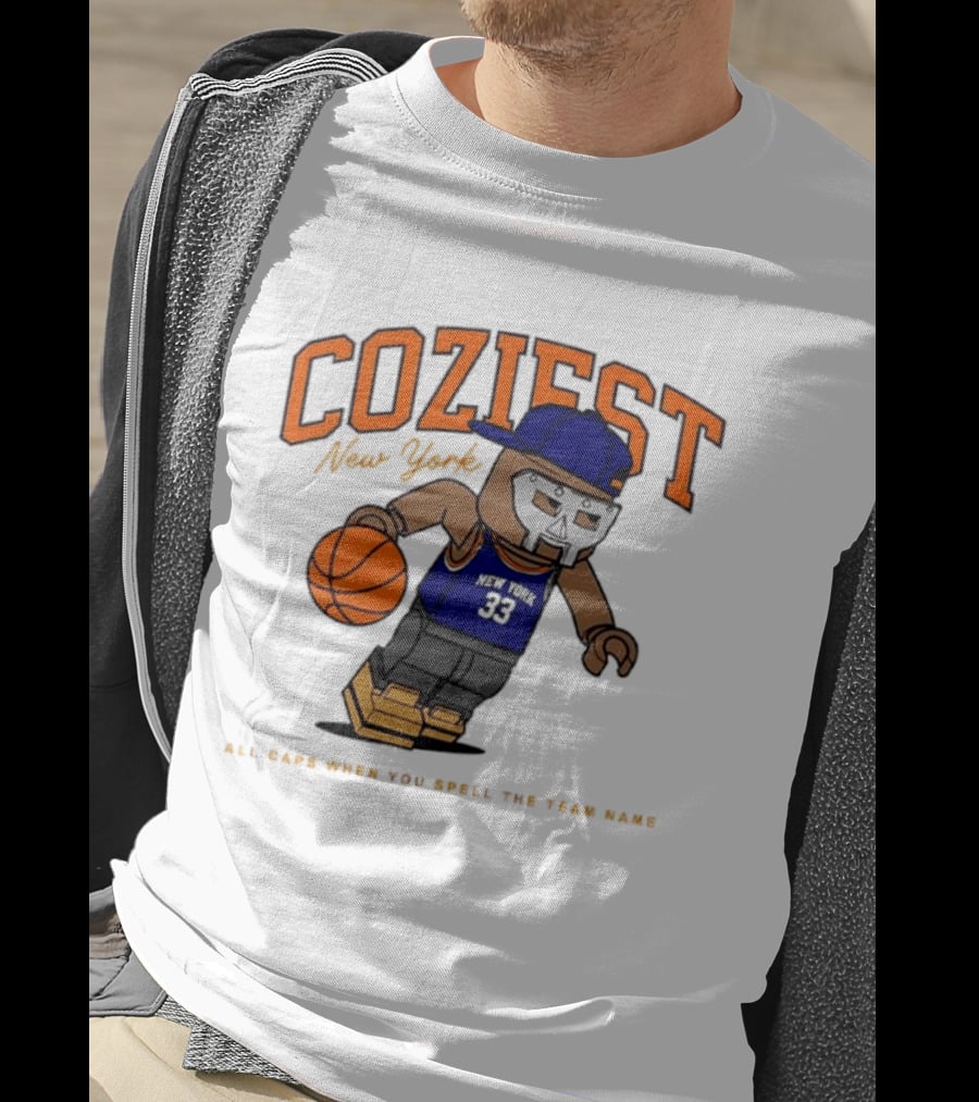 Coziest New York MF DOOM Patrick Ewing Knicks All Caps Basketball Lego T-Shirt