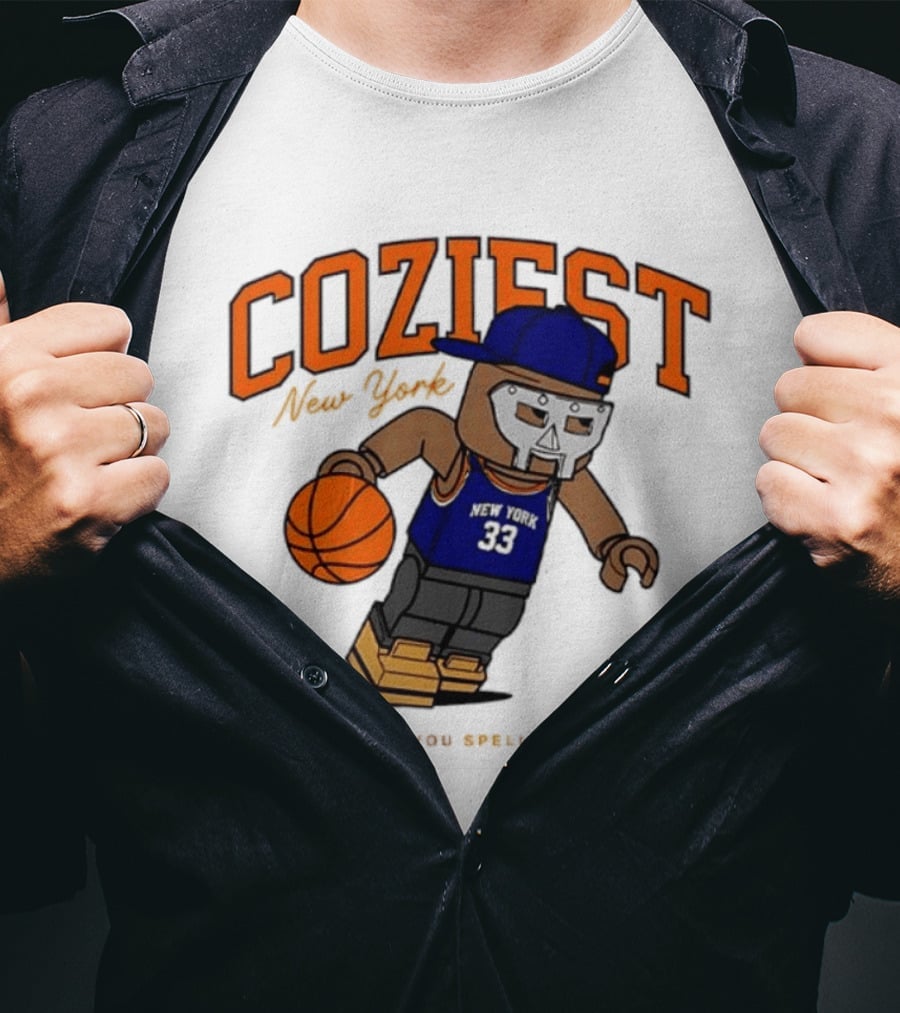 Coziest New York MF DOOM Patrick Ewing Knicks All Caps Basketball Lego T-Shirt