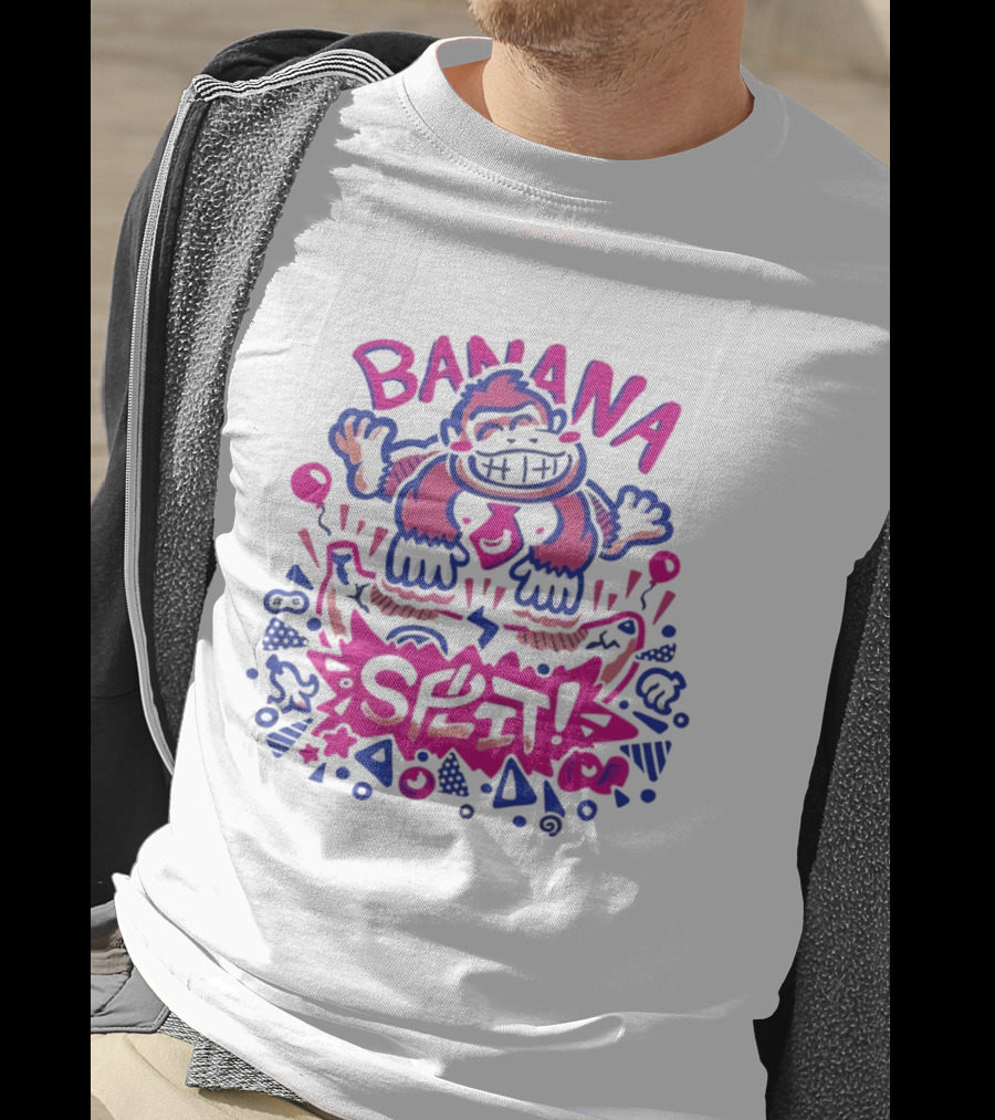Banana Split Monkey Cartoon Fun T-Shirt