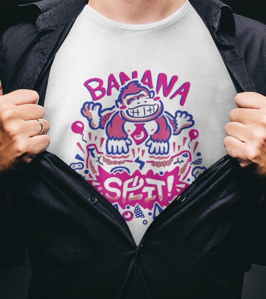 Banana Split Monkey Cartoon Fun T-Shirt