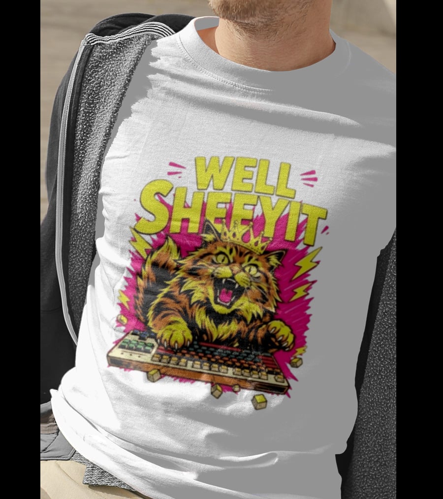 Well Sheeyit Crowned Cat Typing On Keyboard T-Shirt