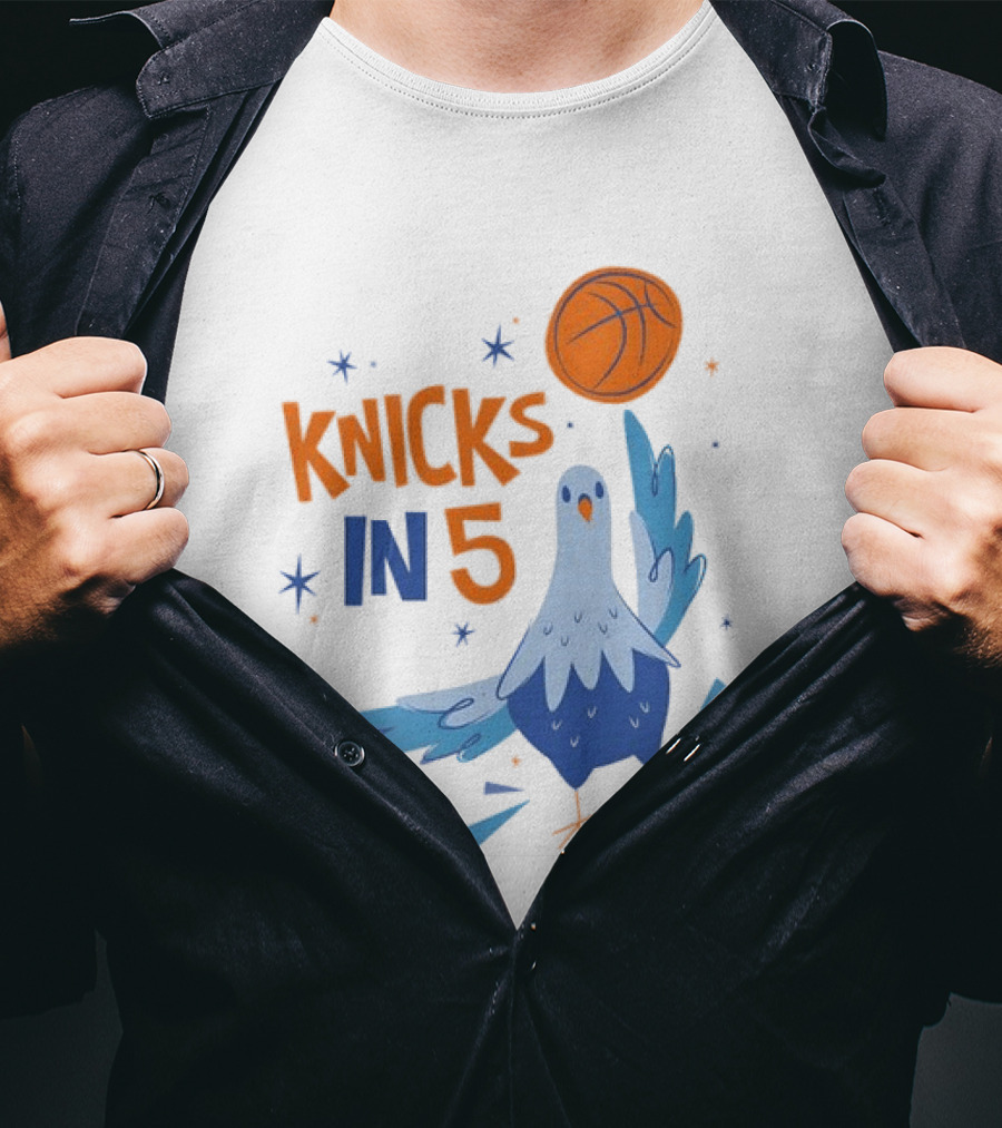 New York Knicks NBA Pigeon Basketball Knicks In 5 T-Shirt