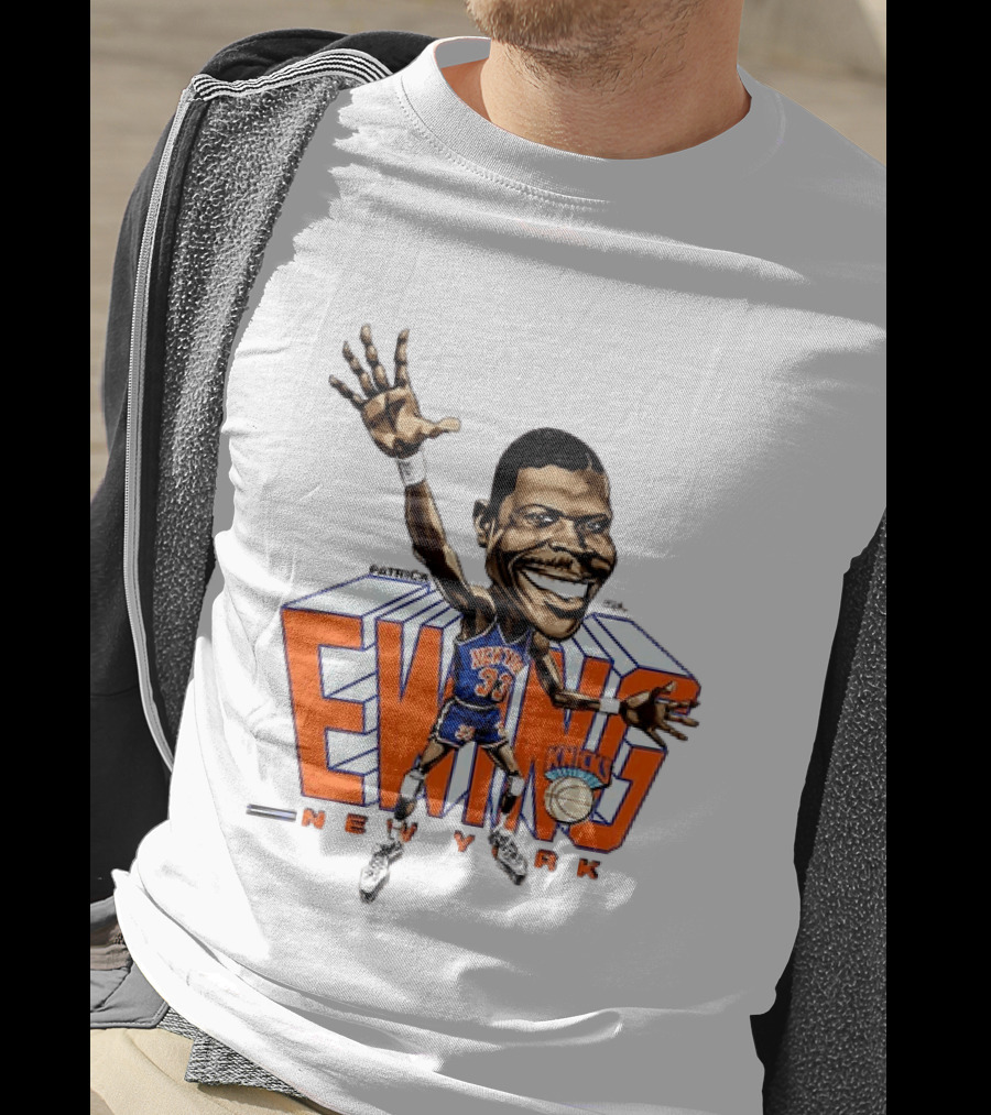 Patrick Ewing New York Knicks NBA Caricature Basketball Legend T-Shirt