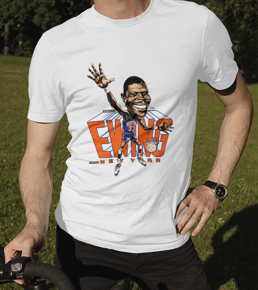 Patrick Ewing New York Knicks NBA Caricature Basketball Legend T-Shirt