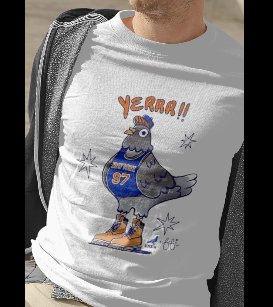 Pigeon Fefi Yerrr 97 New York Basketball Jersey Timberland Boots T-Shirt