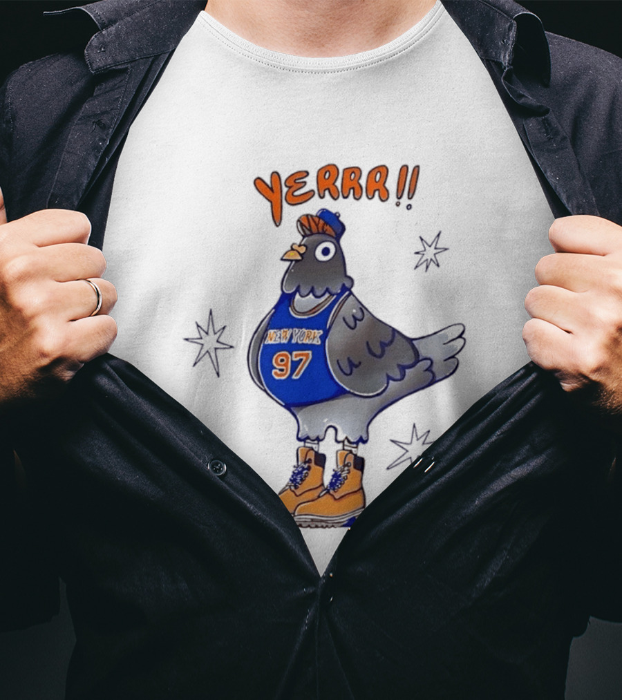 Pigeon Fefi Yerrr 97 New York Basketball Jersey Timberland Boots T-Shirt