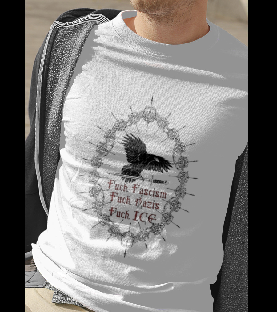 Raven Sword Gothic Anti Fascism Nazis ICE T-Shirt