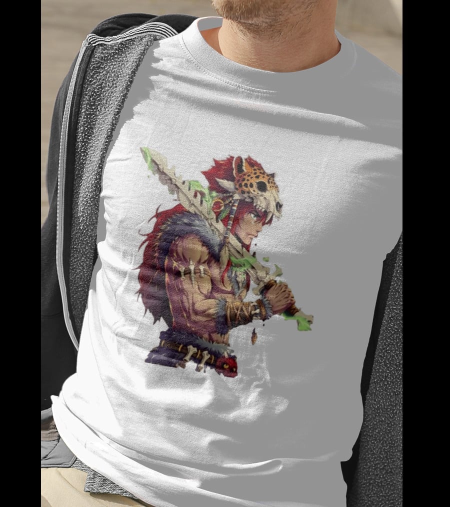 Jaguar Warrior Aztec Fantasy Glowing Bone Sword Warrior T-Shirt