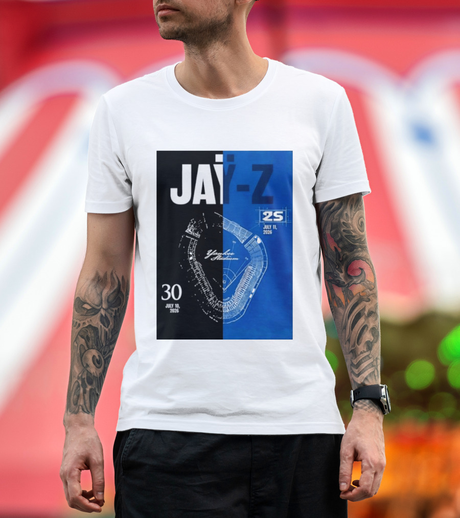Jay Z Yankee Stadium July 10 11 2026 Celebration With Map Blueprint T-Shirt