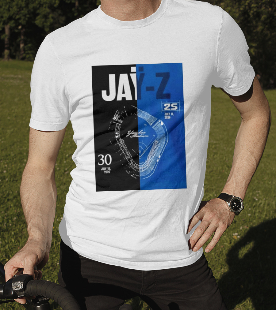 Jay Z Yankee Stadium July 10 11 2026 Celebration With Map Blueprint T-Shirt