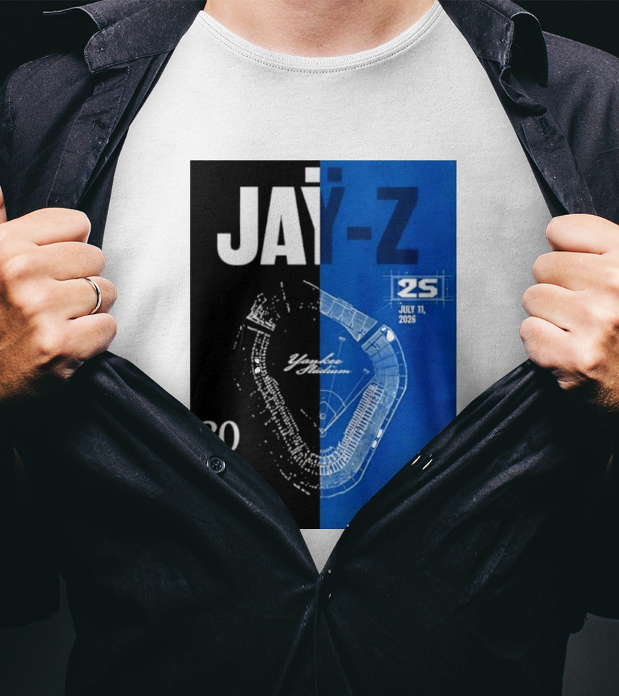 Jay Z Yankee Stadium July 10 11 2026 Celebration With Map Blueprint T-Shirt