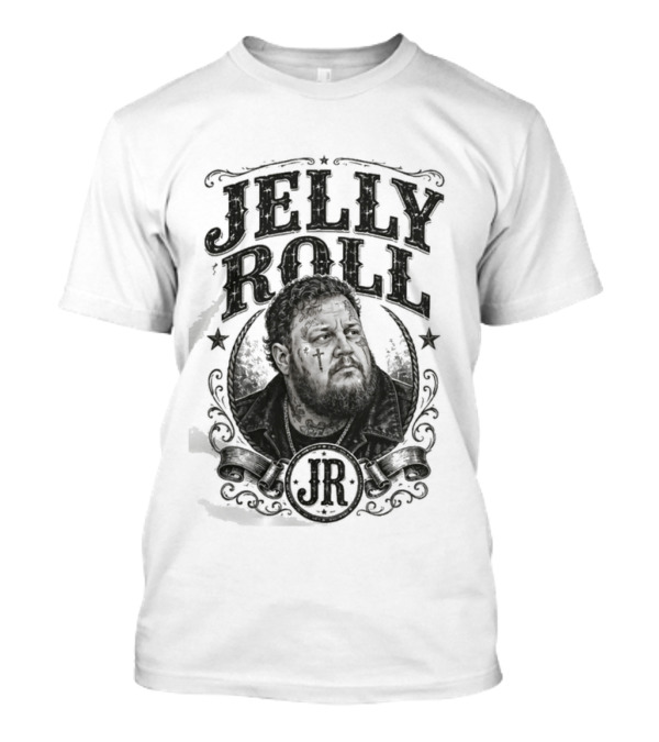 Jelly Roll Country Music Tour Songbook JR Stars Beige T-Shirt