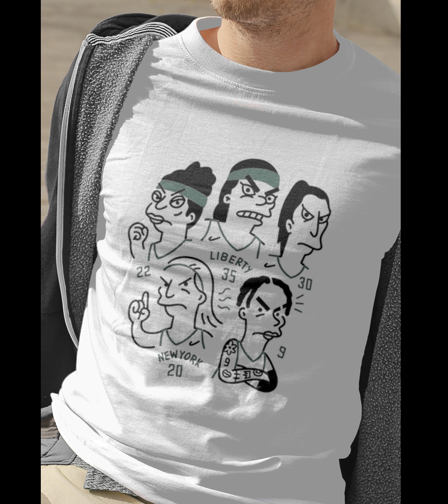 Simpson Style Cartoon New York Liberty Players 20 35 32 13 T-Shirt