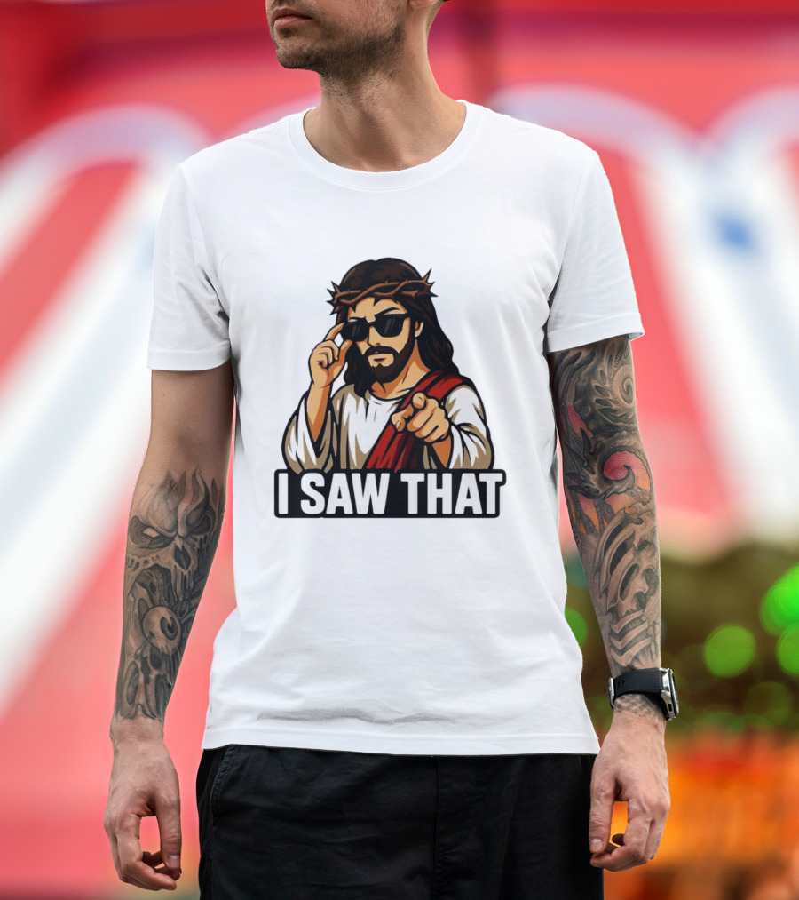 Jesus I Saw That Sunglasses Pointing Gesture T-Shirt