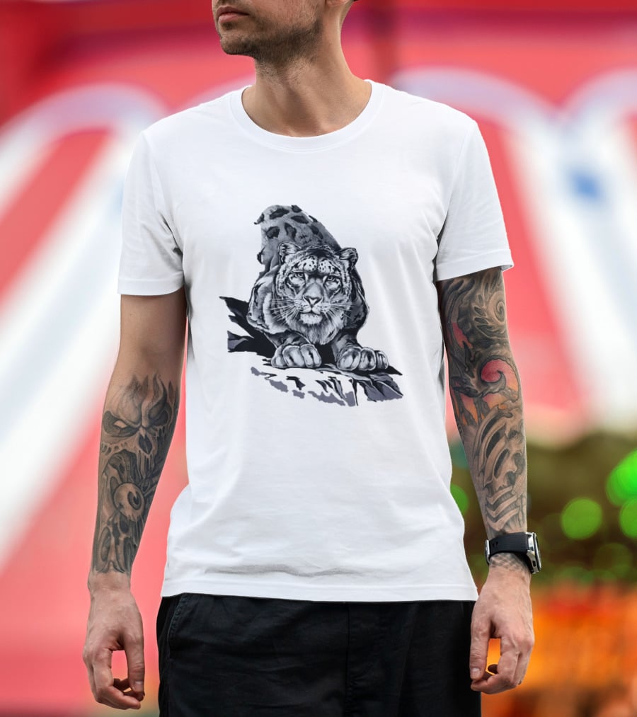 Snow Leopard Harlequin Nature Wildlife Majestic Predator T-Shirt