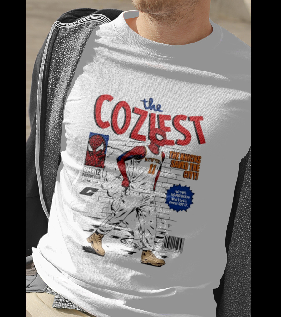 The Coziest Spider Man New York Knicks 01 The Knicks Saved The City No Cape No Problem T-Shirt