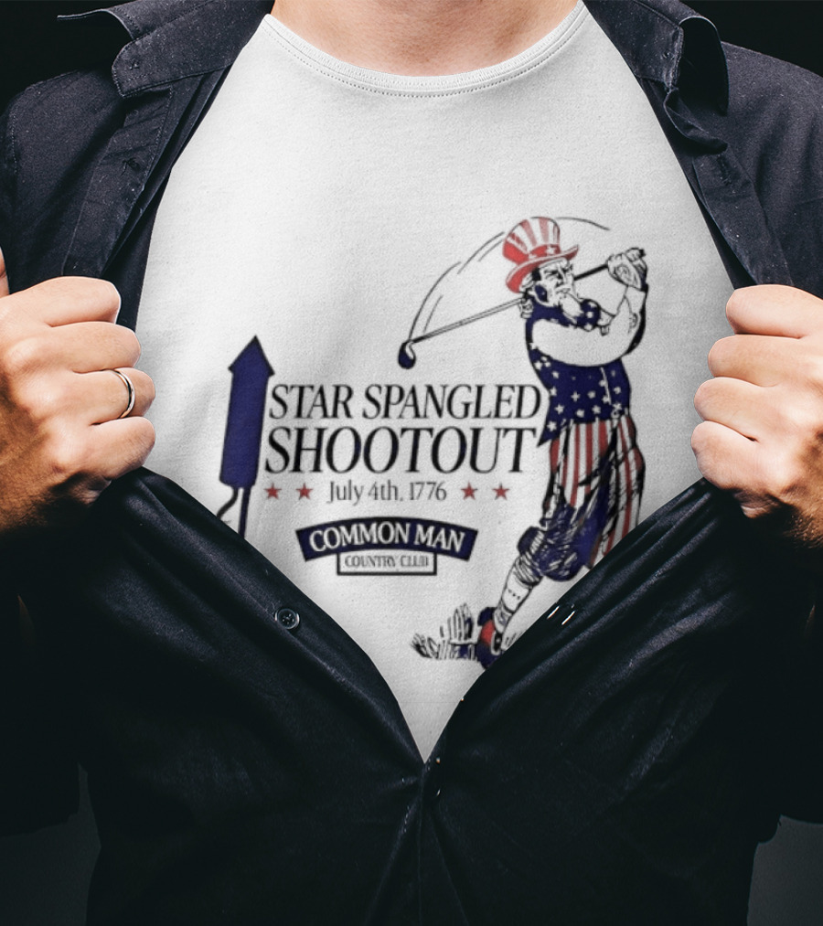 Star Spangled Shootout Common Man Country Club Patriotic Golfer T-Shirt